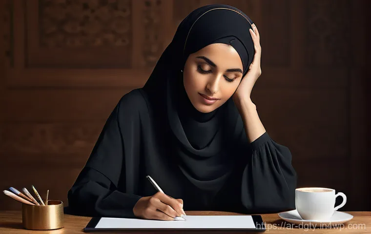 디지털 노마드를 위한 커리어 전환 가이드 - **Prompt: The Creative Digital Artisan**
    A captivating, medium shot of a young Arab woman, in he...