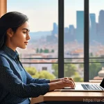 Home 22 디지털 노마드의 직무별 연봉 비교 - **Prompt 1: The Focused Software Architect in a Scenic Remote Workspace**
A highly detailed, rea...